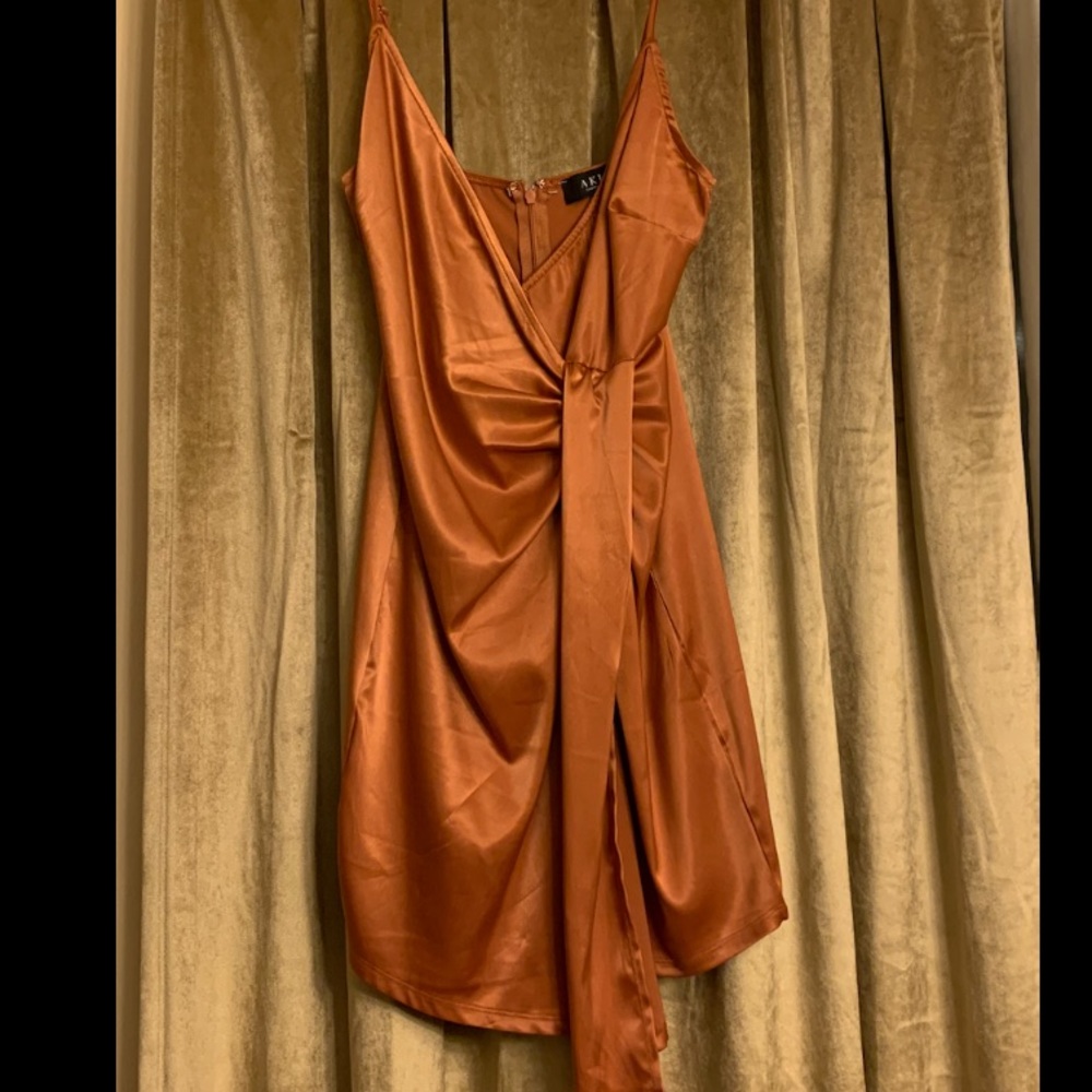 Copper silk dress
